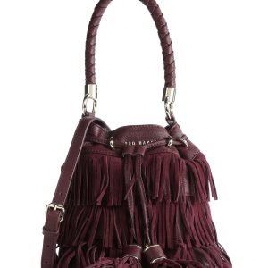 Ted Baker PARALEE Braided handle fringe mini bucket bag Deep Purple