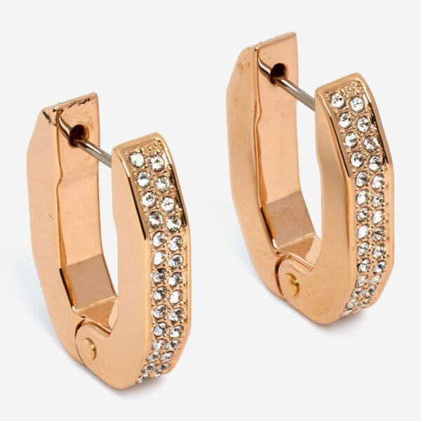 Swarovski Dextera Hoop Earrings | Octagon Pavé Small White Rose Gold 5634993