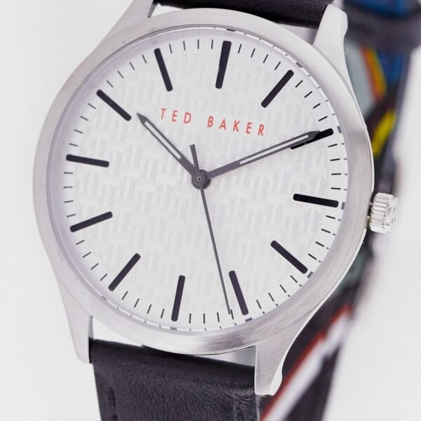 Ted Baker Men's Manhatt Black Leather Strap  Watch Silver Dial BKPMHF903