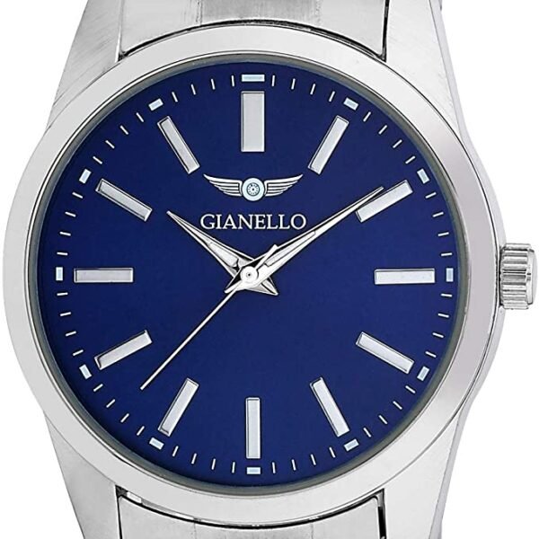 Gianello GNL7743SBL All Index Dial Silver Link Watch Blue Dial