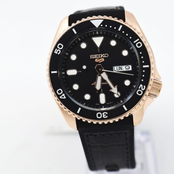 Seiko 5 Sports Men's Black Leather Strap Watch SRPD76K1