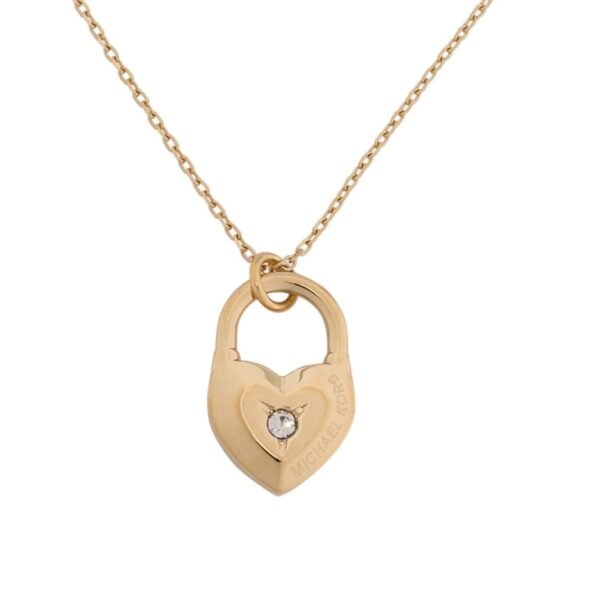 MICHAEL KORS Gold-Tone Necklace Crystal Chip Heart Padlock MKJ7443710