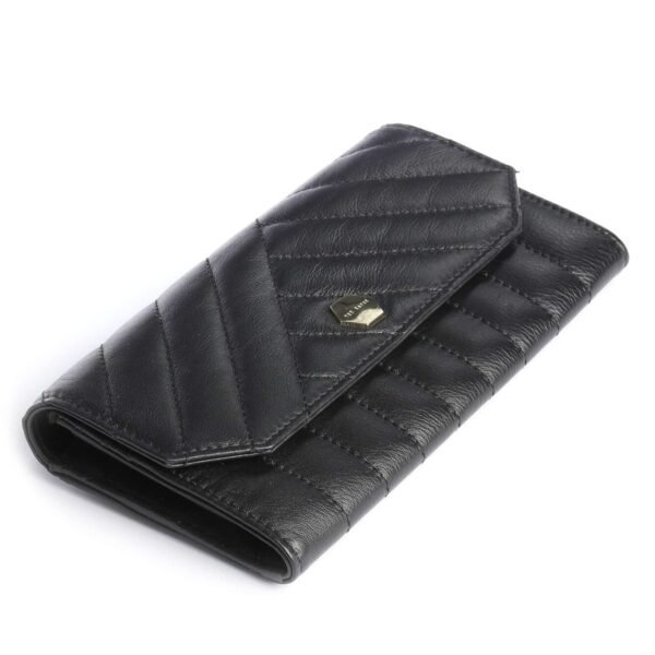 Ted Baker Selbet Quilted Envelope Large Fold Purse Wallets Black