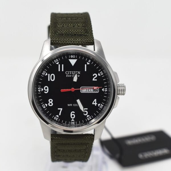 Citizen Eco-Drive Analogue Green Canvas Strap Watch BM8180-03E