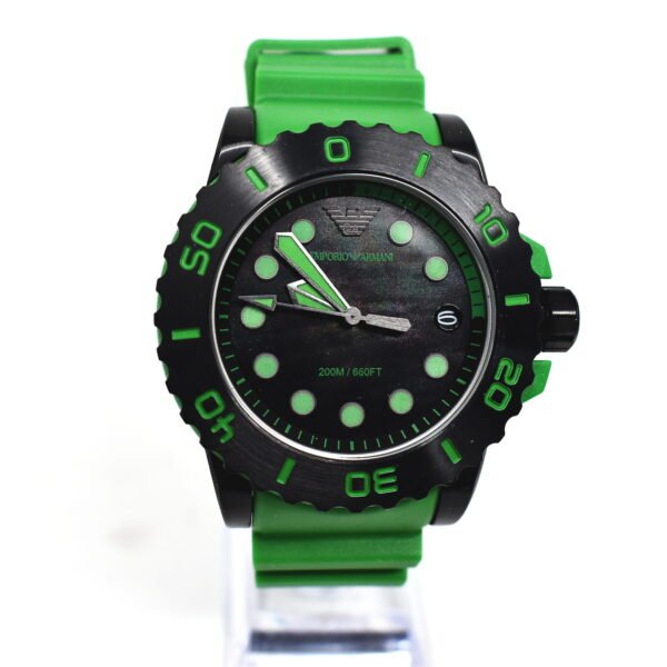 Emporio Armani AR11440 Black Case And Dial Green Bio based Green Strap watch