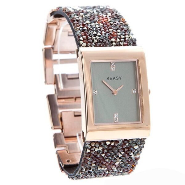 Seksy Rocks 2580 Rose Gold Plated Bracelet Watch Swarovski crystals