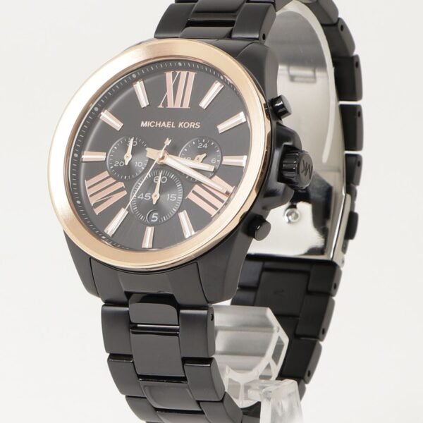 Michael Kors Wren Black Rose Gold Chronograph Watch MK8933