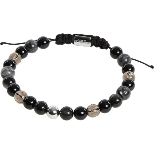 NORTHSKULL Grey Tiger Eye MultiColour Beaded Bracelet Silver STCHMASTX2001BX