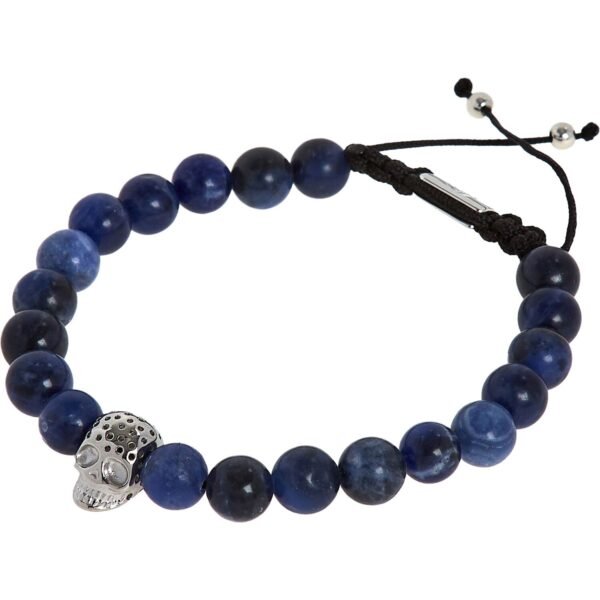 Northskull Bracelet Blue Lapis Black Picas BEADS MACRAME SOLIDATE ATTICUS SKULL SILVER STCHMASTX2004SD