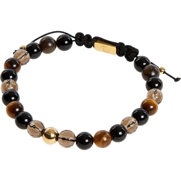 NORTHSKULL Yellow Tiger Eye Multicolour Beaded Bracelet In Gold STCHMAYGTX2001YT