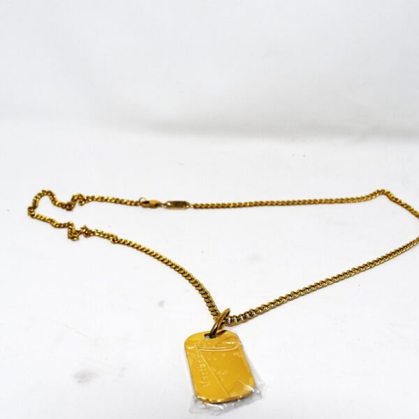 NORTHSKULL LONDON Gold Tone NS ID Tag Logo Necklace in STNKYG29191