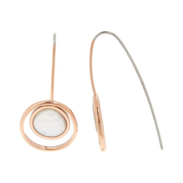 Skagen Agnethe Rose-Tone Stainless Steel Mother of Pearl Drop Earrings SKJ1497791
