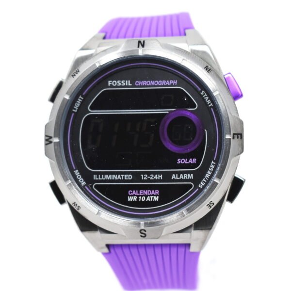 Fossil Solar Watch Everett FS5880 Purple Resin Strap Digital