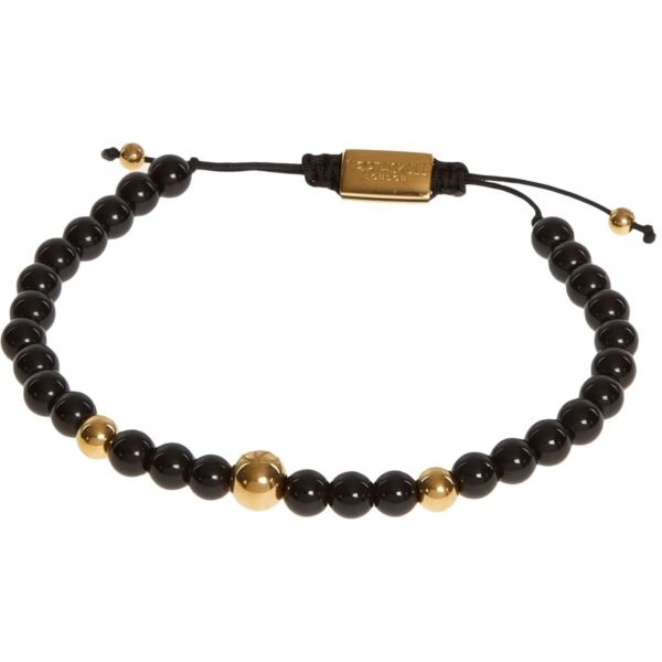 NORTHSKULL LONDON Black & Gold Tone Arrow Bead Macrame Bracelet stmayg22161bx