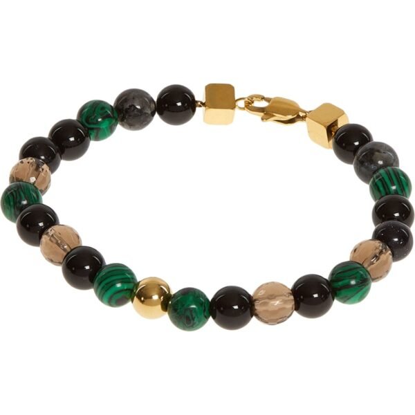 NORTHSKULL LONDON Green & Black Gem Bead Bracelet STMAYG5010GR