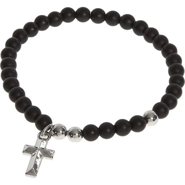 NORTHSKULL Matte Black Onyx Cross-pendant Bracelet stchmastx20013bx