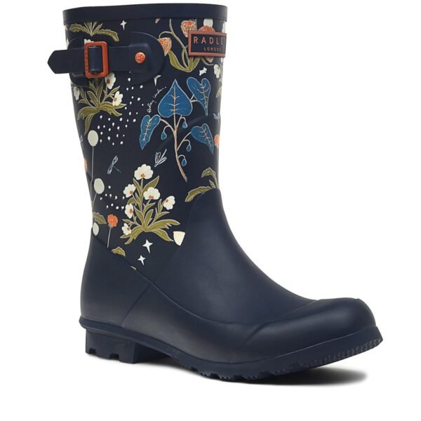 Radley Alba Mid Print Navy Mid Wellington Boot size UK8 EU41 US10 Q5240482F