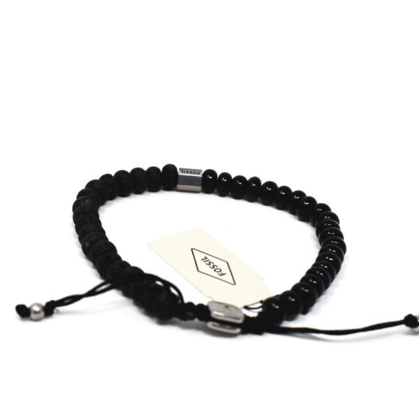 Fossil Joyful Expression Black Lava Stone & Onyx Beaded Bracelet JF03990040