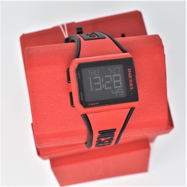 Diesel Unisex Chopped Digital Black & Red Silicone strap Watch DZ1923