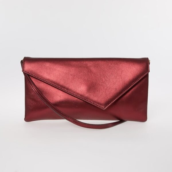 L.K BENNETT﻿ Leonie  Wine Metallic Clutch Bag