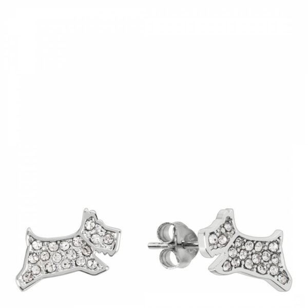 RADLEY Silver Diamante Dog Earrings Studs