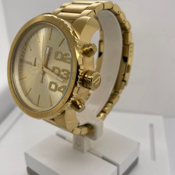 Diesel Double Down Gold Dial Gold Stainless Steel Bracelet Watch DZ4268