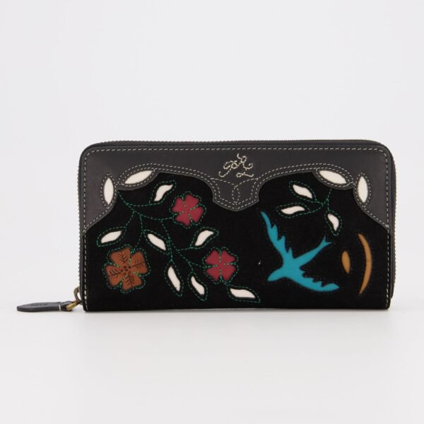 POLO RALPH LAUREN  Black Floral Leather Purse