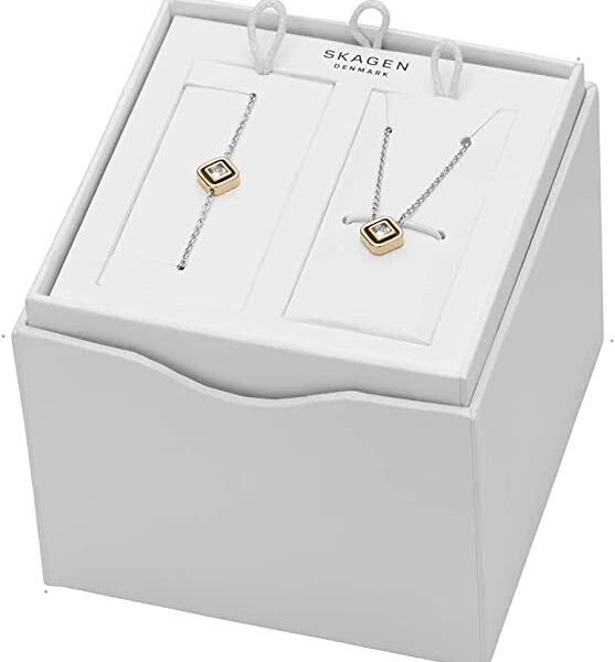 Skagen Necklace and Bracelet Set Elin Two-Tone Stainless Steel Pendant SKJB1002998