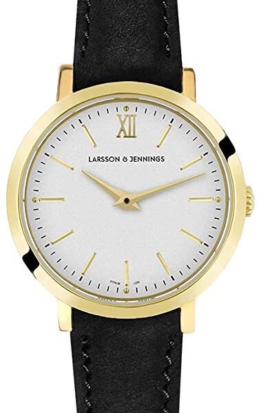 Larsson & Jennings Watch LJXII Lugano with 26mm White Dial and Black Leather Strap LX26-LBK-GW
