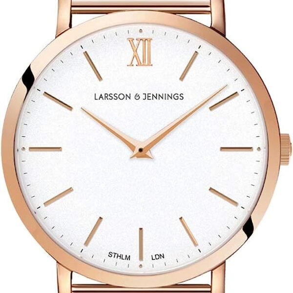 LARSSON & JENNINGS WATCH LJXII LUGANO MILANESE 40MM WHITE DIAL ROSE GOLD BRACELET LX40-MRG-RGW