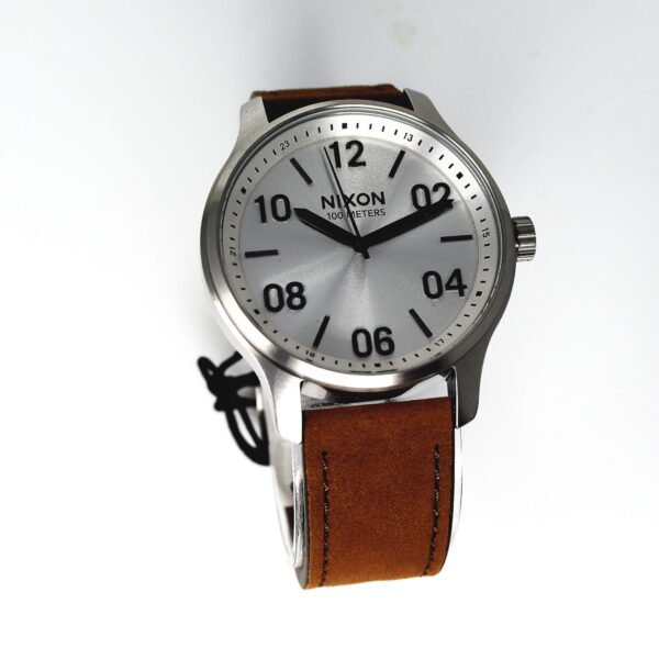 Nixon Men's Watch Brown Patrol Leather Silver Dial A1243-1113-00