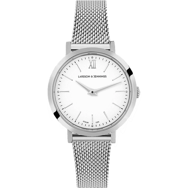 LARSSON & JENNINGS WATCH LUGANO MILANESE 26MM SILVER SATIN-WHITE lx26-msv-sw