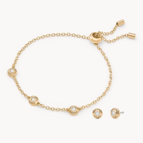 Michael Kors Fashion Gold-Tone Brass Bracelet and Earring Set MKJ7930710