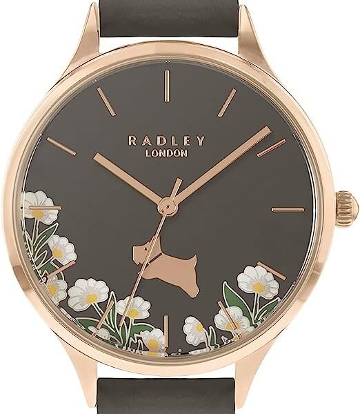 Radley Ladies Watch RY21276 Rose Gold Case Floral Dial Thunder Grey Strap