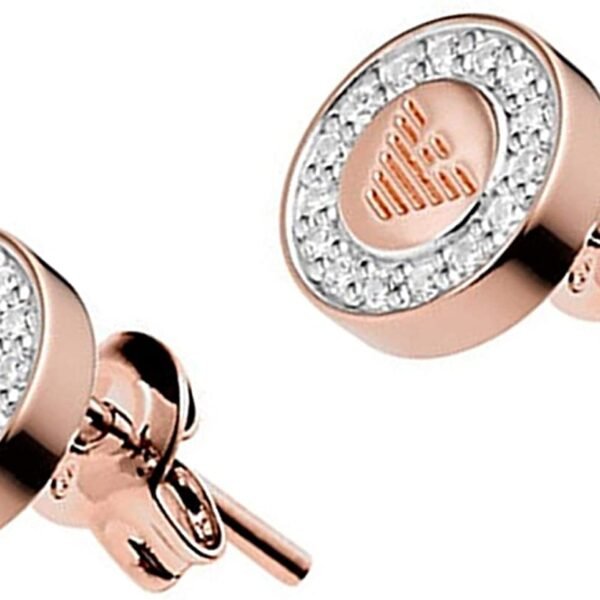 Emporio Armani Stud Earrings Stirling Silver Rose Gold With Logo EG3054221