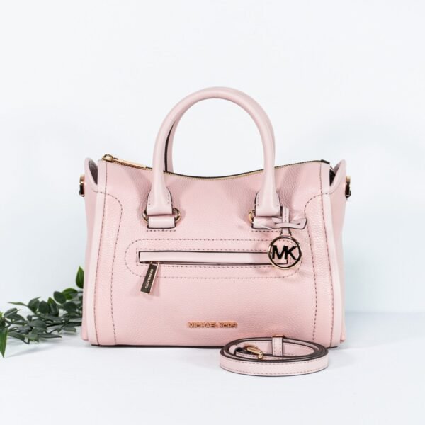 MICHAEL KORS CARINE SATCHEL LARGE PEBBLED LEATHER BAG PINK 35F2GCCS3L