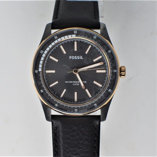 Fossil Sullivan Solar-Powered Black Leather Watch BQ2664