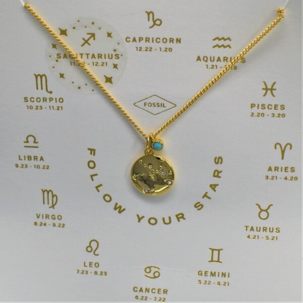 Fossil Sagittarius Crystal Gold Tone Brass Pendant Necklace JOA00680710