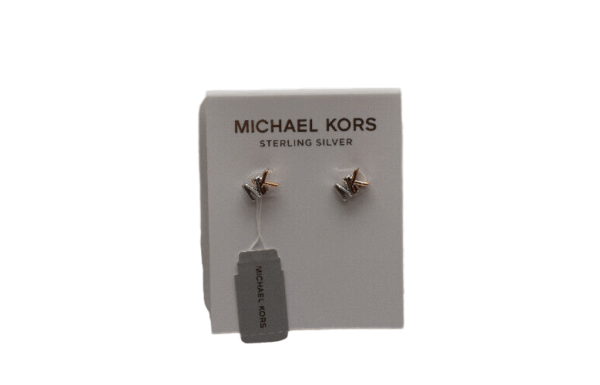 Michael Kors Multi Tone Logo Studs Earrings Sterling Silver MKC1535AN931