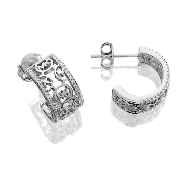 Michael Kors Sterling Silver Monogram Logo Huggie Earrings MKC1476AN040