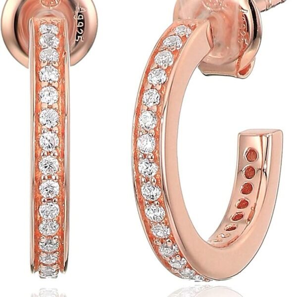 Michael Kors Earrings Mercer Link 14k Rose Gold Sterling Silver Mini Huggie Hoops MKC1177AN791