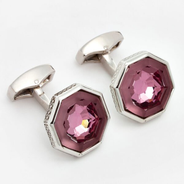 TATEOSSIAN Purple Raspberry Web Swarovski & Silver Tone Embellished Cufflinks CL3983