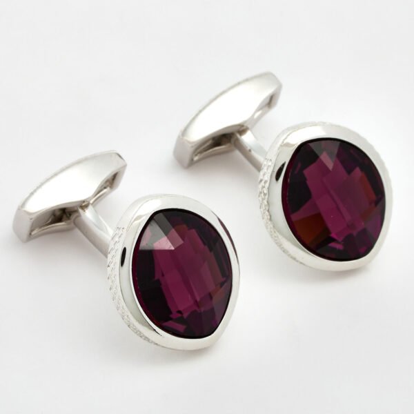 TATEOSSIAN Purple Plum Swarovski & Silver Tone Embellished Cufflinks CL3604
