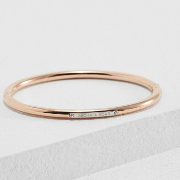 Michael Kors Tailored Two-Tone Rose Gold-Tone Logo Plaque Hinged Bracelet MKJ6354931