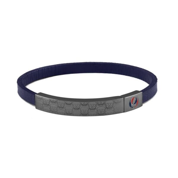 Tateossian Grateful Dead Skull Blue Leather Bracelet PBL0192