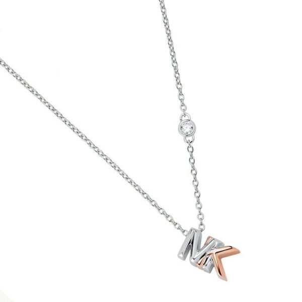 Michael Kors Sterling Silver Two-Tone Mott Logo Pendant Necklace MKC1537AN931