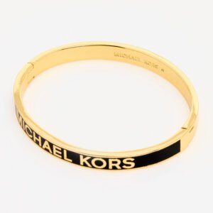 Michael Kors Brass Logo Bangle Bracelet Gold/Black MKJ8115710