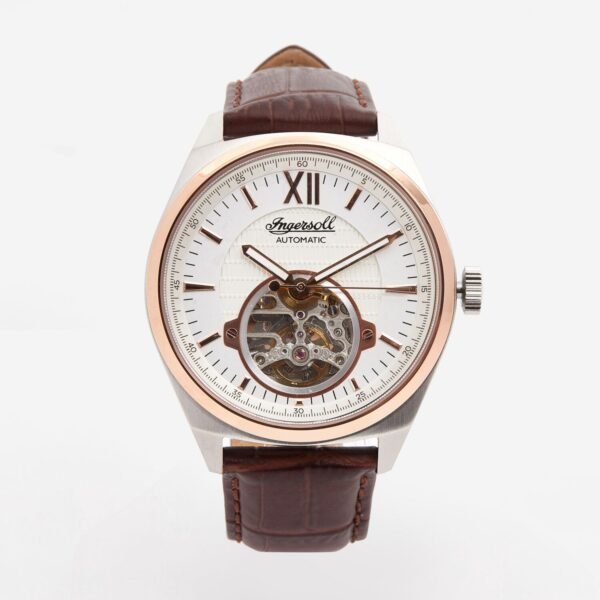 Ingersoll Shelby Automatic Watch I10901B White Open Heart Dial Brown Leather Strap