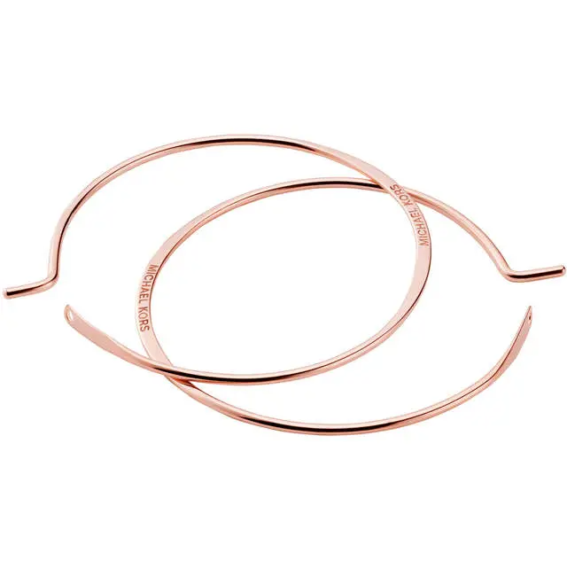 Michael Kors Earrings 14k Rose Gold Sterling Silver Medium Whisper Hoop MKC1409AA791