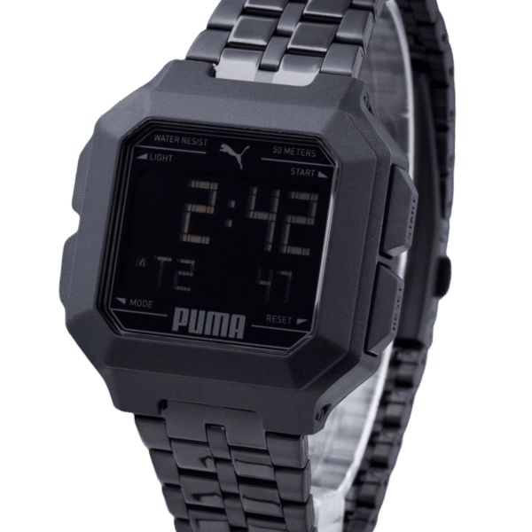 PUMA REMIX P5053 Watch Black Stainless Steel Digital Chrono Dual Time
